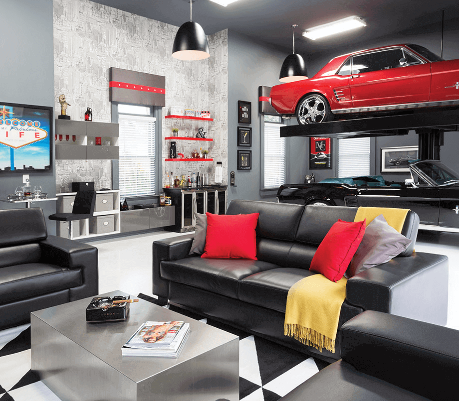 Small Garage Man Cave Ideas - Couch Seating